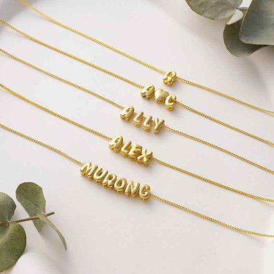 Custom Bubble Letter Name Necklace - RIYOVA Jewelry