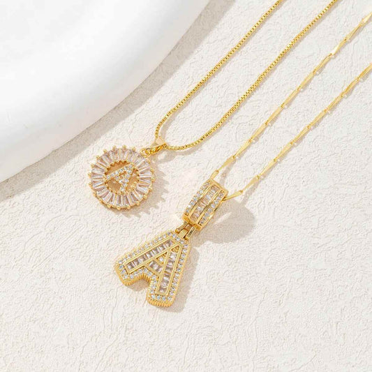 Hana Twin Sparkling Initial Necklace - RIYOVA Jewelry
