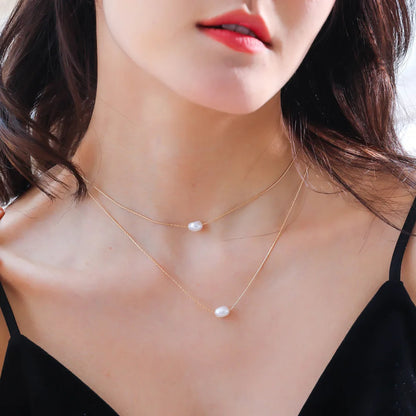 Dainty Double Pearl Necklace