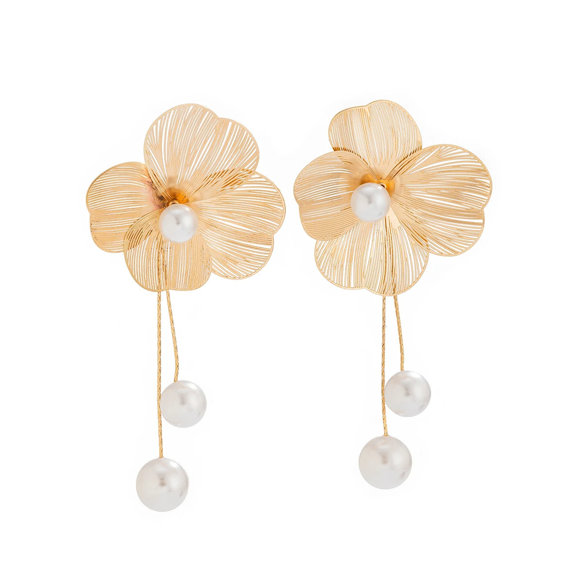 Flower Petal Pearl Earrings - RIYOVA Jewelry