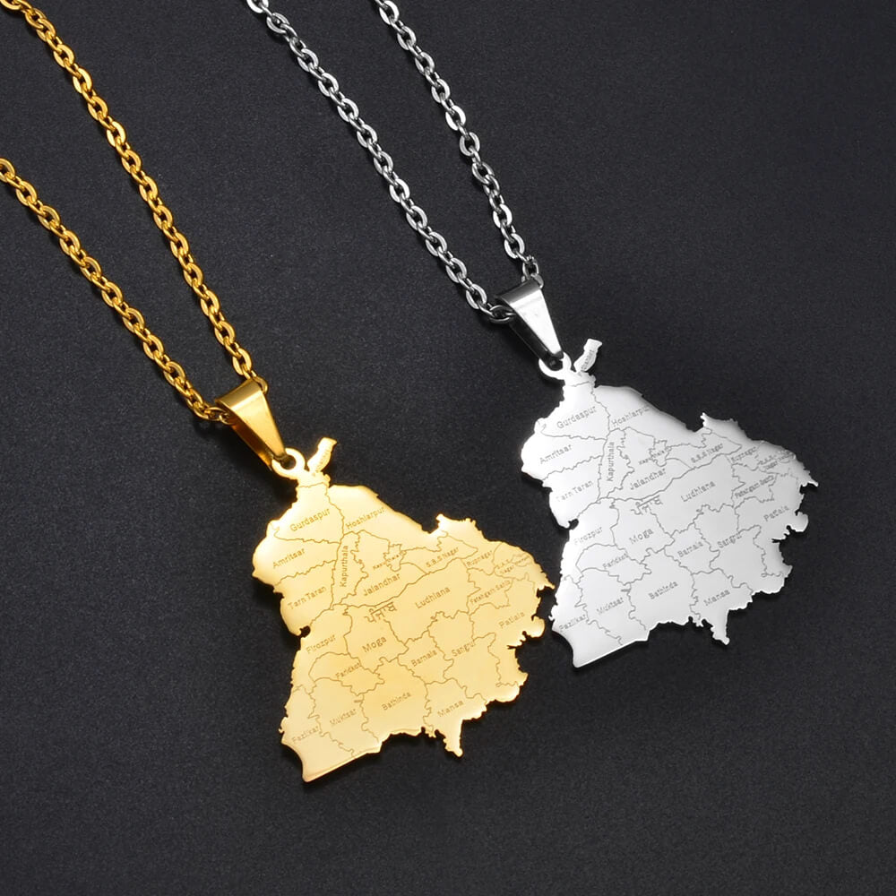 Punjab Map Pendant Necklace