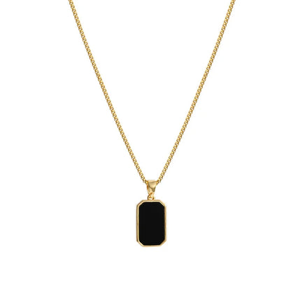 Korean Black Epoxy Pendant Necklace