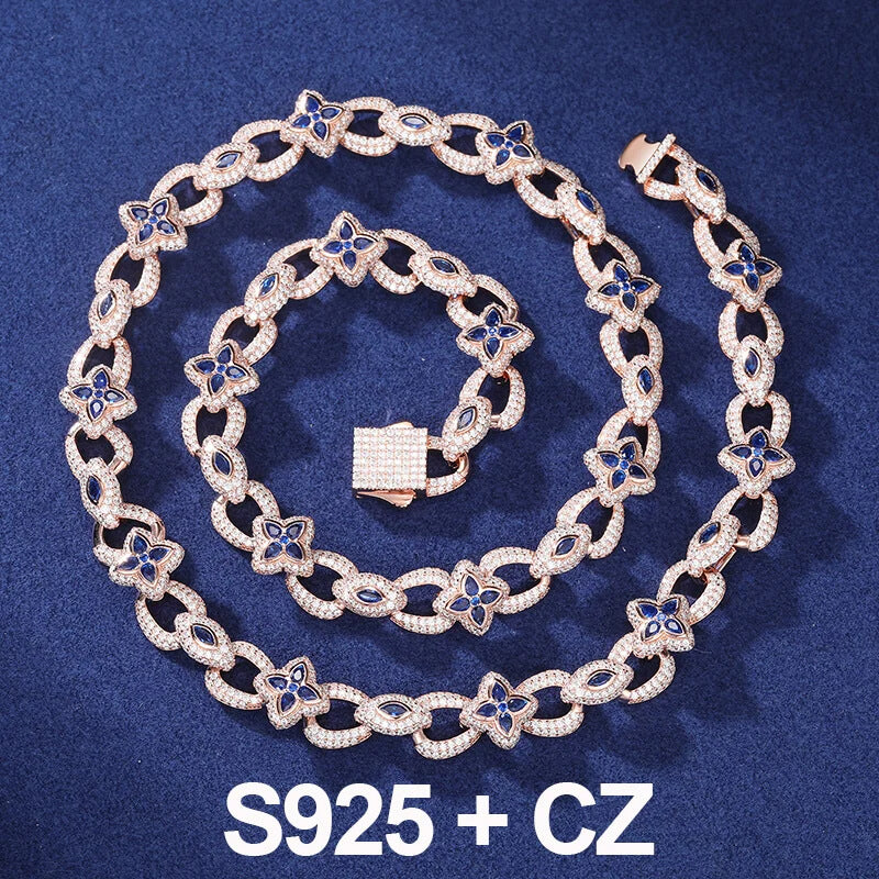 925 Iced Out Flower Eye Cuban Link Necklace – CZ Edition