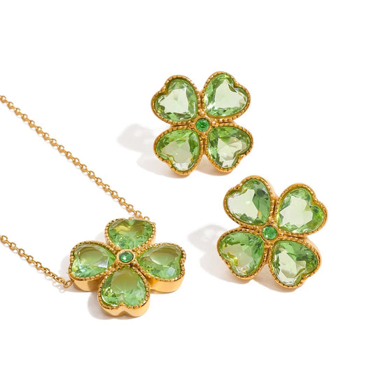 Ensemble collier et boucles d'oreilles Clover