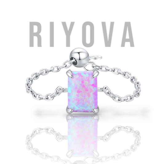 Mystic Opal Chain Ring - RIYOVA Jewelry