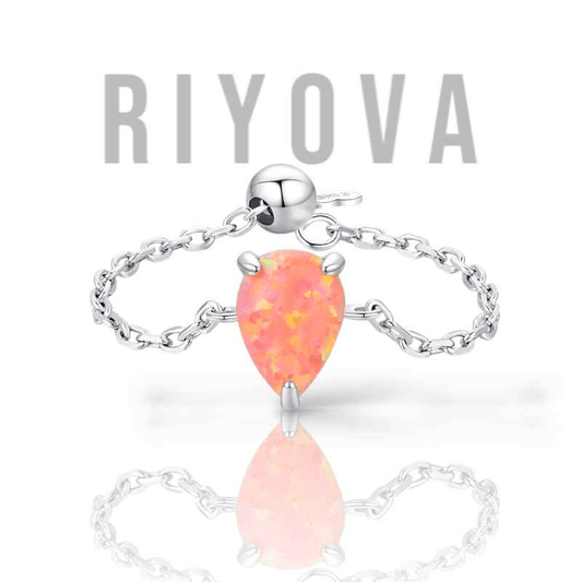 Stellar Drop Opal Chain Ring - RIYOVA Jewelry