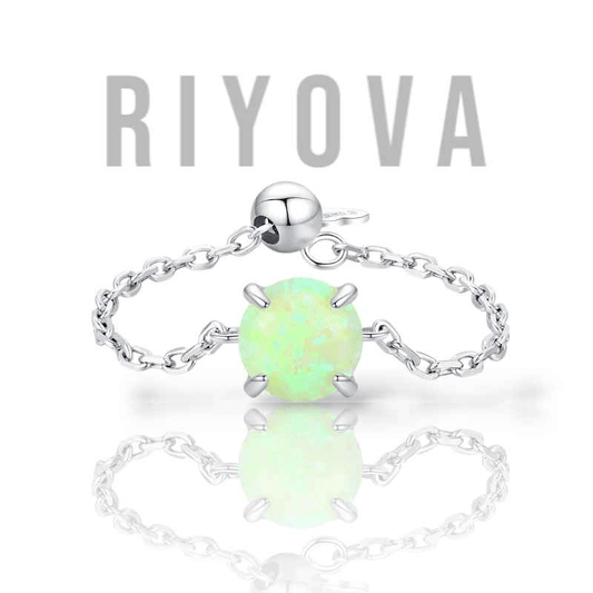 Seraphina Round Opal Chain Ring - RIYOVA Jewelry