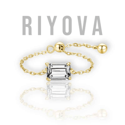 Elara Bar Chain Ring - RIYOVA Jewelry