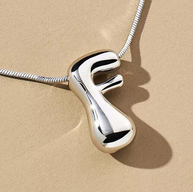 Yumi Bubble Initial Necklace Silver Plated F