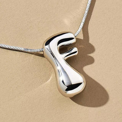 Yumi Bubble Initial Necklace Silver Plated F