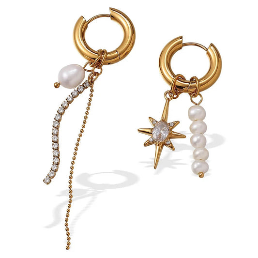 Starburst Mismatched Pearl Earrings