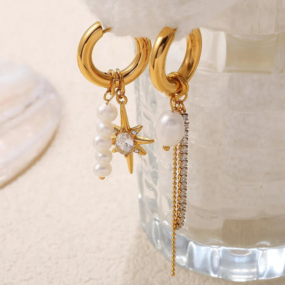 Starburst Mismatched Pearl Earrings