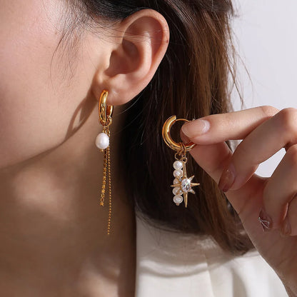 Starburst Mismatched Pearl Earrings