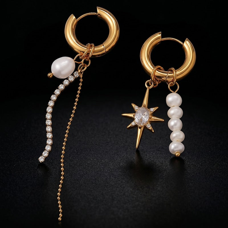 Starburst Mismatched Pearl Earrings RIYOVA
