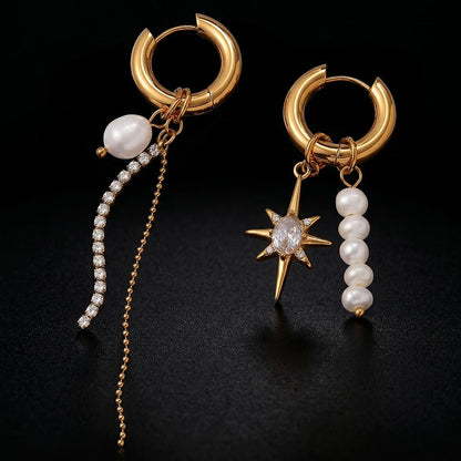 Starburst Mismatched Pearl Earrings RIYOVA