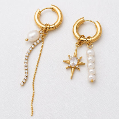 Starburst Mismatched Pearl Earrings RIYOVA