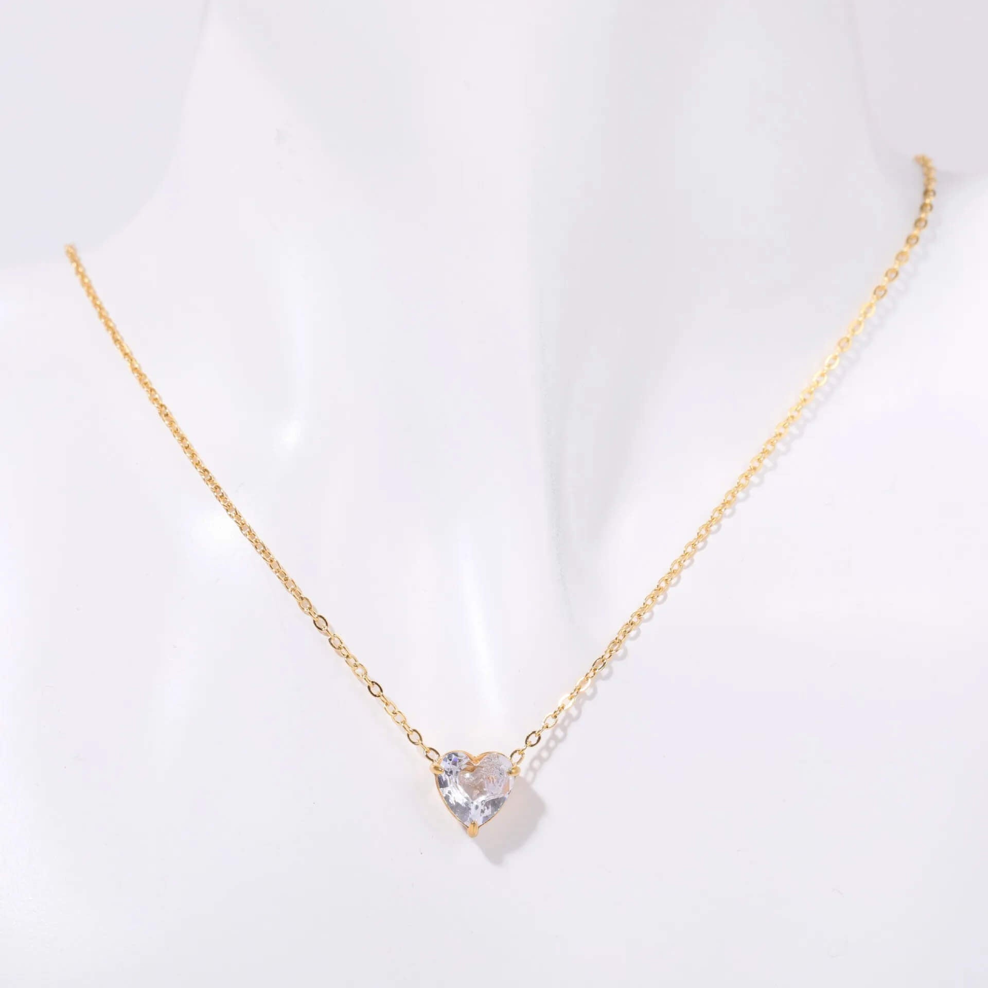Birthstone Heart Necklace Gold April