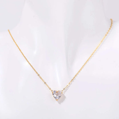 Birthstone Heart Necklace Gold April