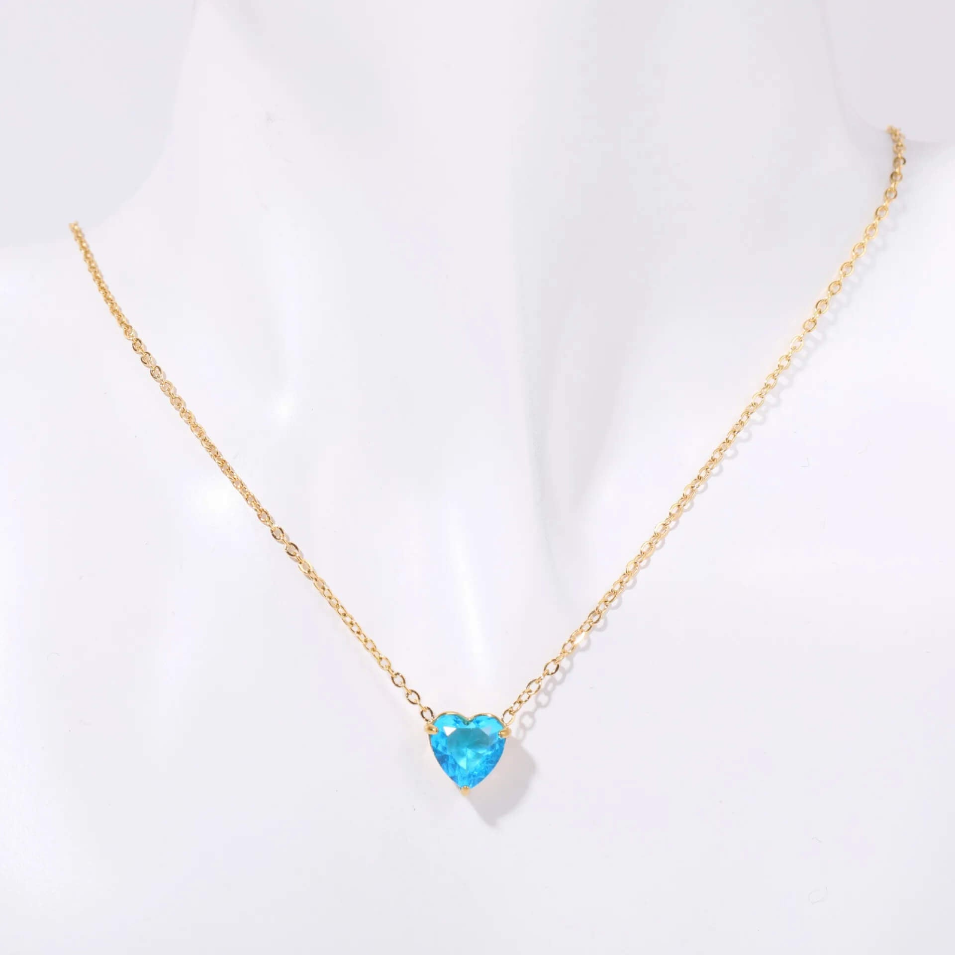 Birthstone Heart Necklace Gold December