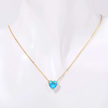 Birthstone Heart Necklace Gold December