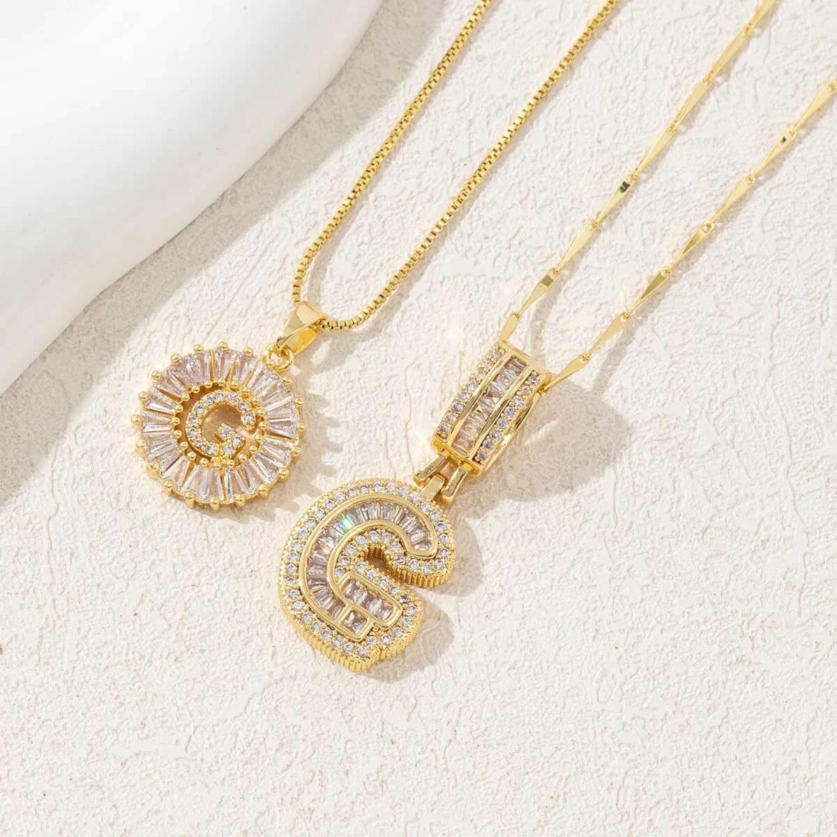 Hana Twin Sparkling Initial Necklace - RIYOVA Jewelry