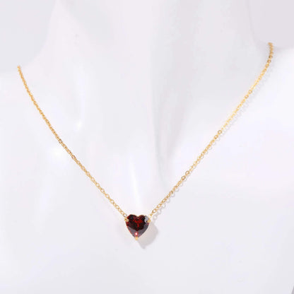 Birthstone Heart Necklace Gold January