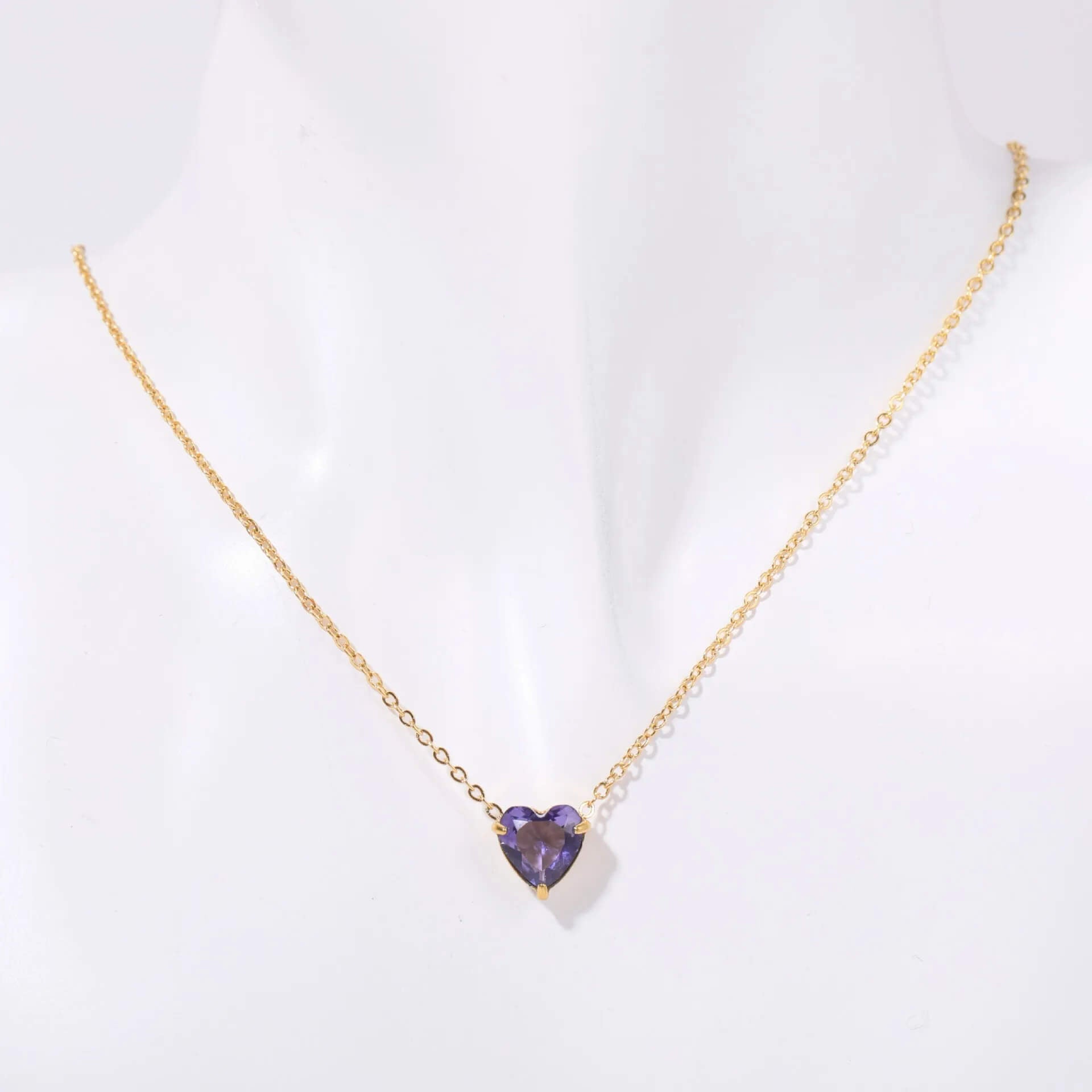 Birthstone Heart Necklace Gold June