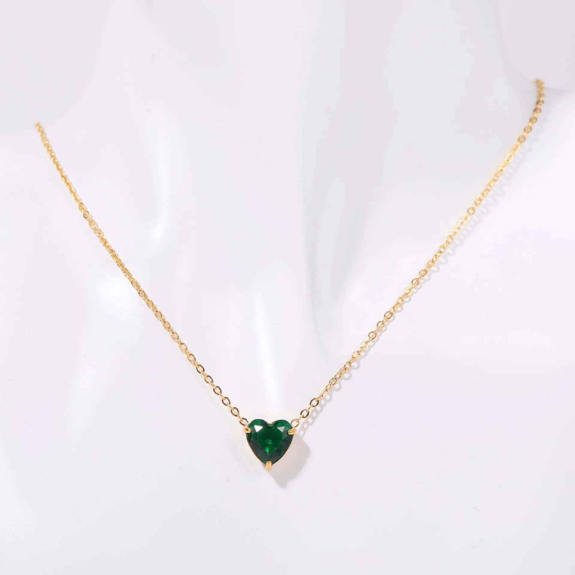 Birthstone Heart Necklace Gold May
