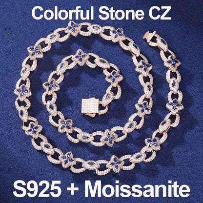 925 Iced Out Flower Eye Cuban Link Necklace – CZ Edition