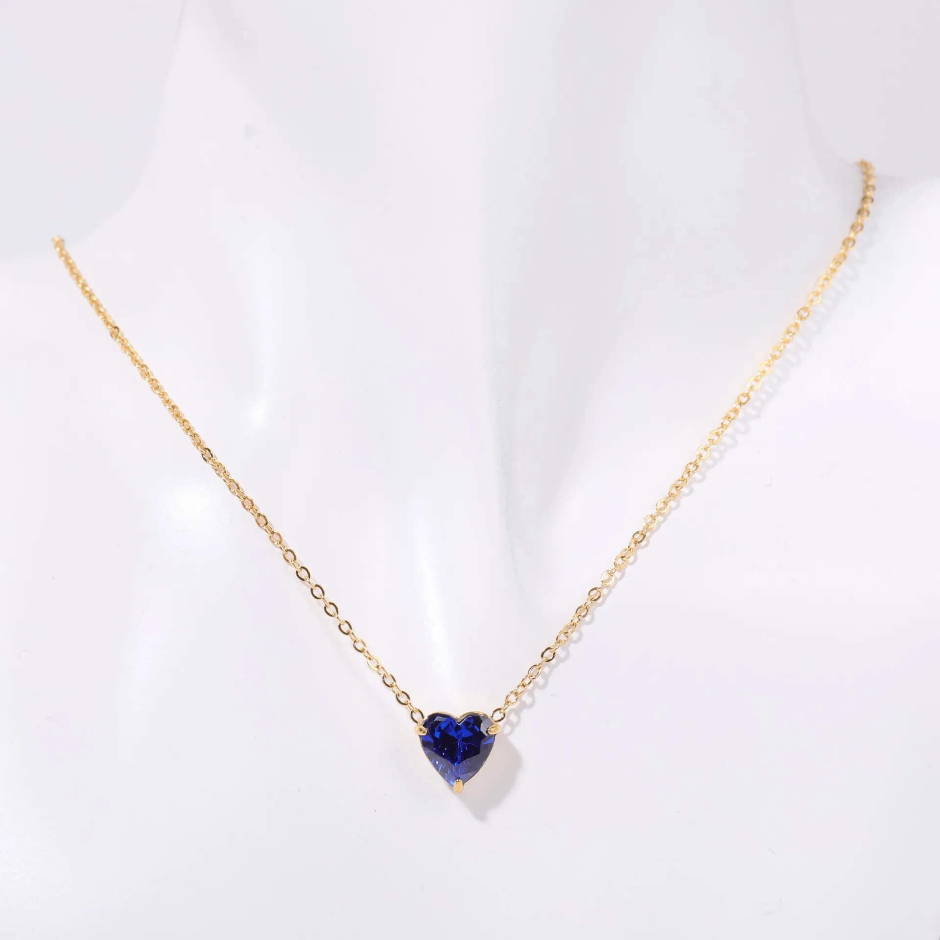 Birthstone Heart Necklace Gold September