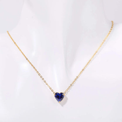Birthstone Heart Necklace Gold September