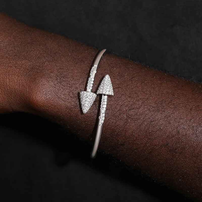 925 Iced Out Arrow Cuff Bracelet