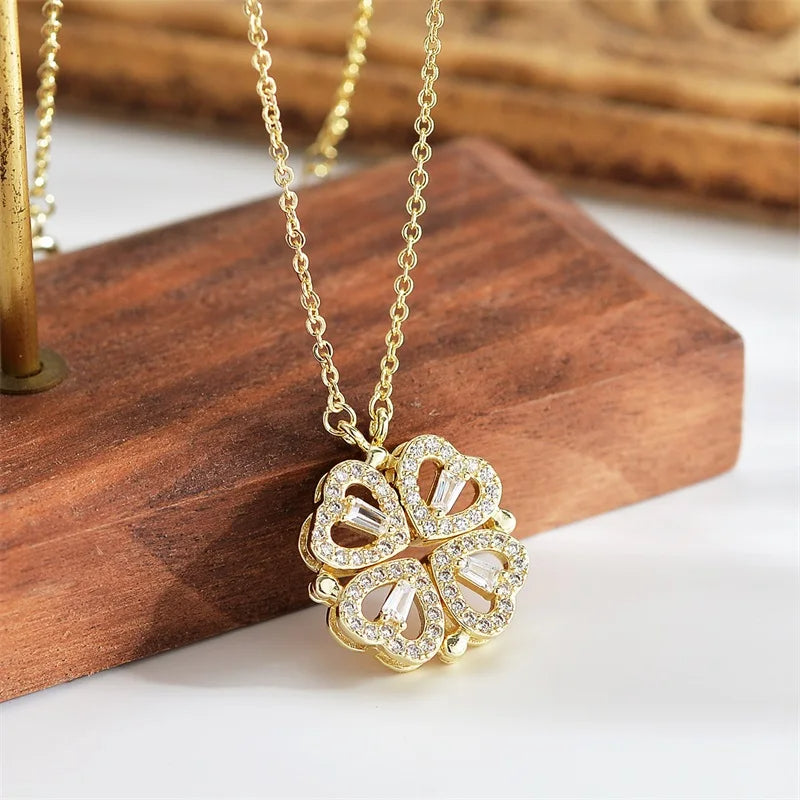 RIYOVA Eternal Rose Box with leaf Grass Heart Necklace